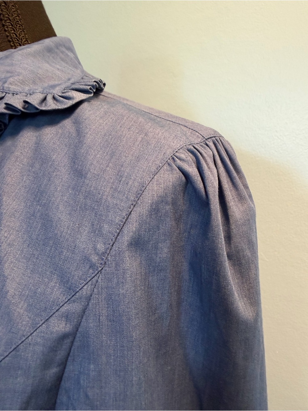 Classic Blue Maxi Ruffle Front Shirt Dress - Picture 5 of 14